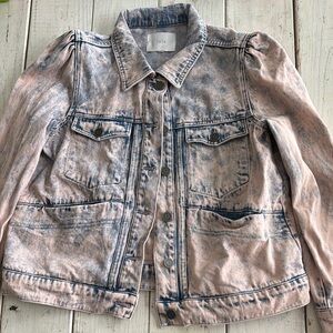Joie Pink and Blue Acid Washed Denim Jacket